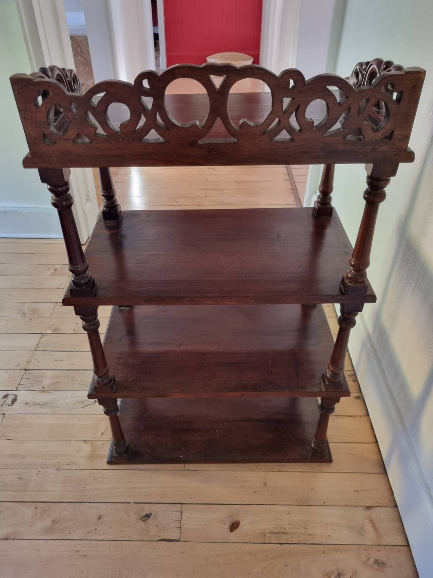 Antique Art Nouveau shelf in carved wood