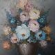 Tableau huile sur toile nature morte bouquet de fleurs décoration campagne bohème