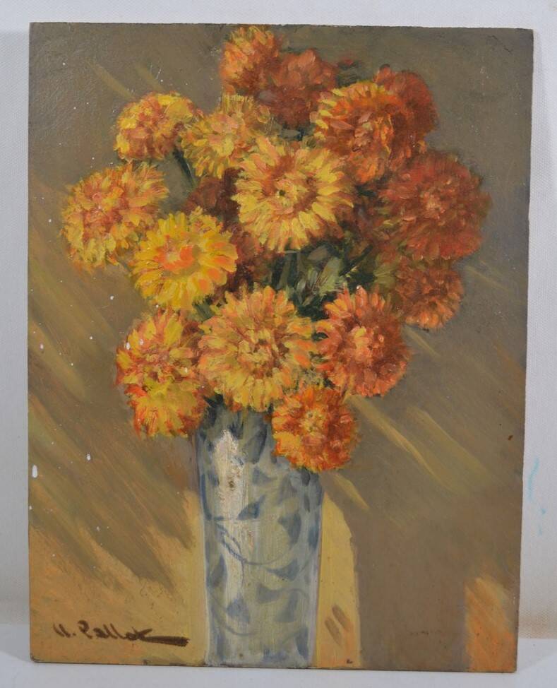 Claude PALLOT (1901-1987) "Still life with bouquet of yellow flowers" oil on panel signed