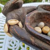 Large vintage Awale Oware game hand carved wood Nigeria 1980s