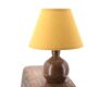 Guy Baudat stoneware ball lamp, yellow lampshade, 1970s