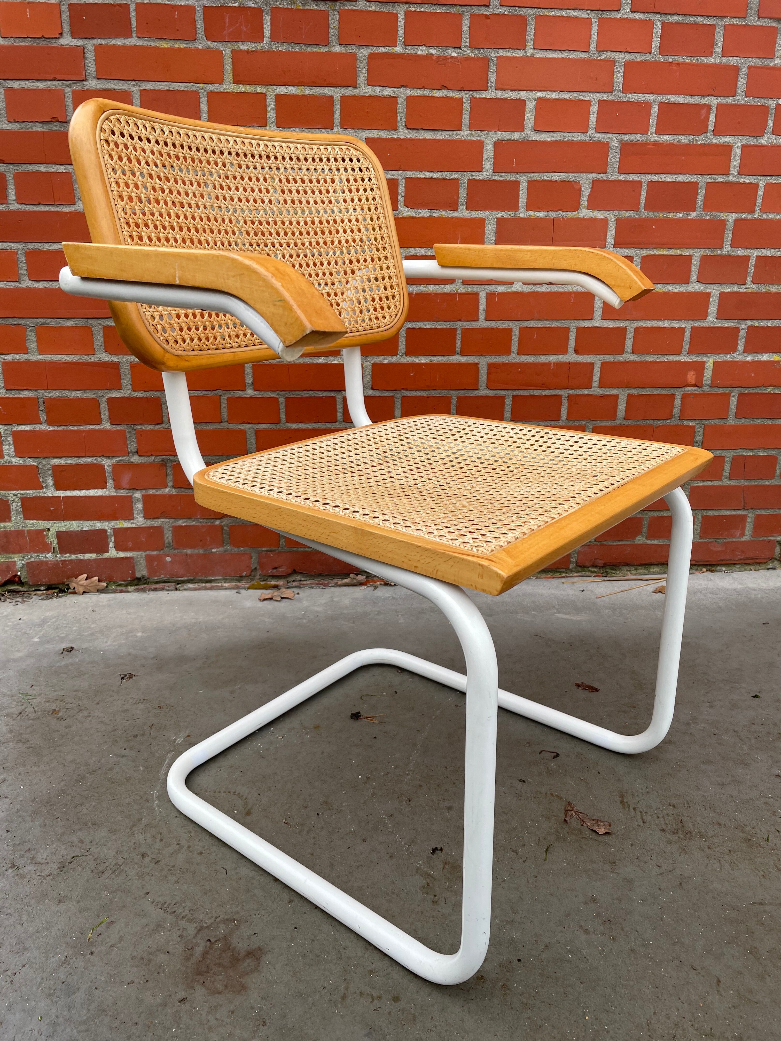 Cesca model chair with armrests white