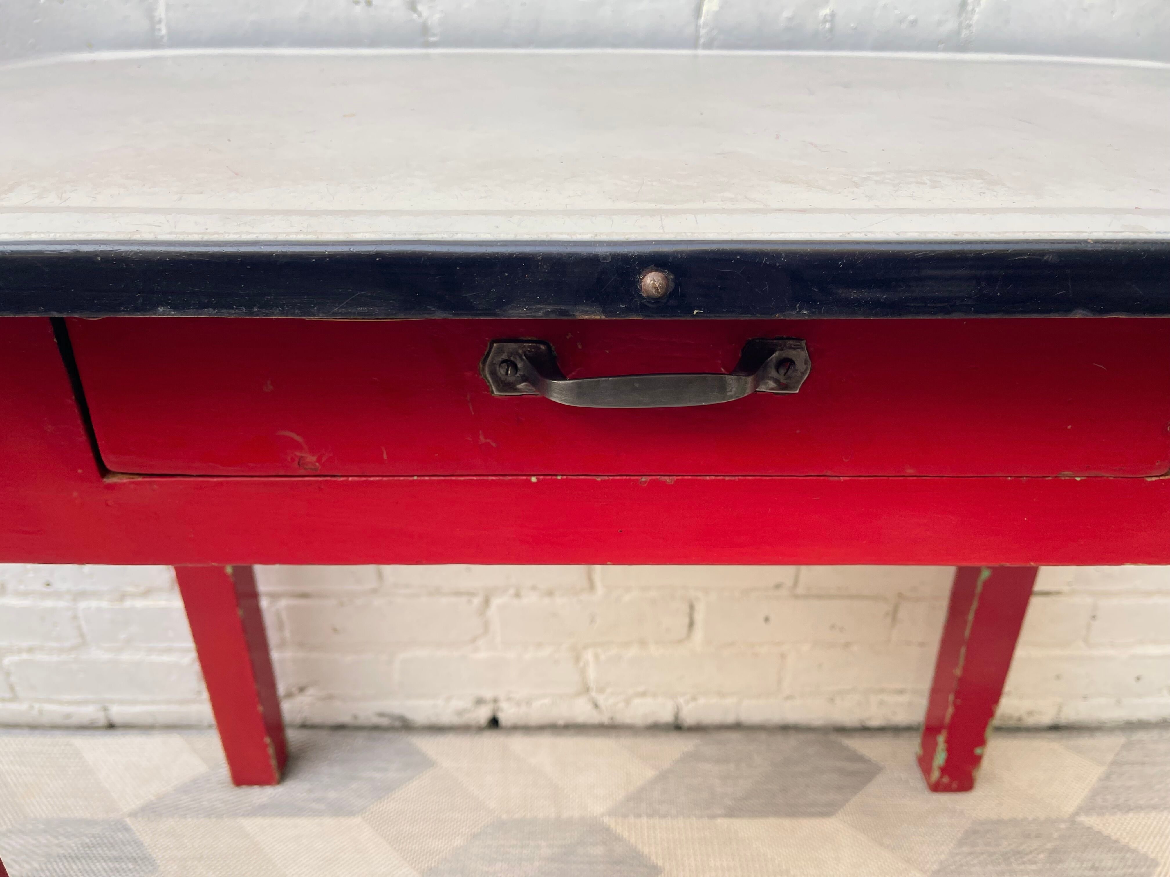 Vintage Kitchen Table with Enamel Top