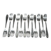 Set of 12 art deco dessert forks in silver metal - goldsmith a.frenais 1910-1920