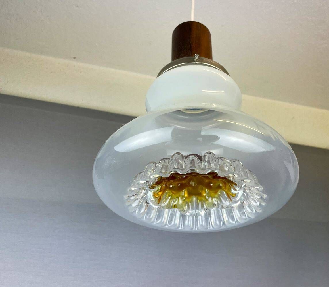 Mazzega style Art glass pear shaped hanging lamp 1970s