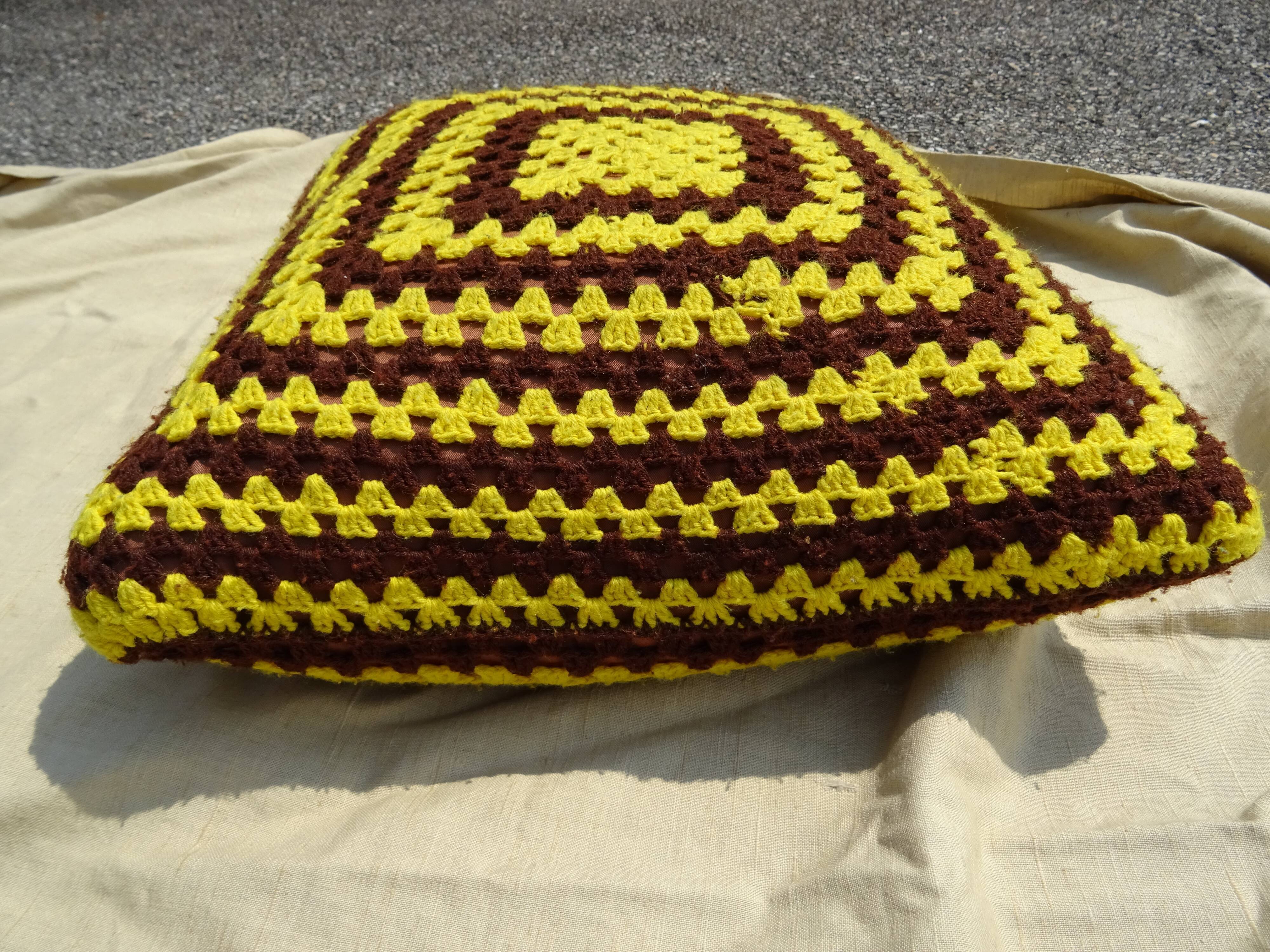 Vintage wool cushion crochet year 60