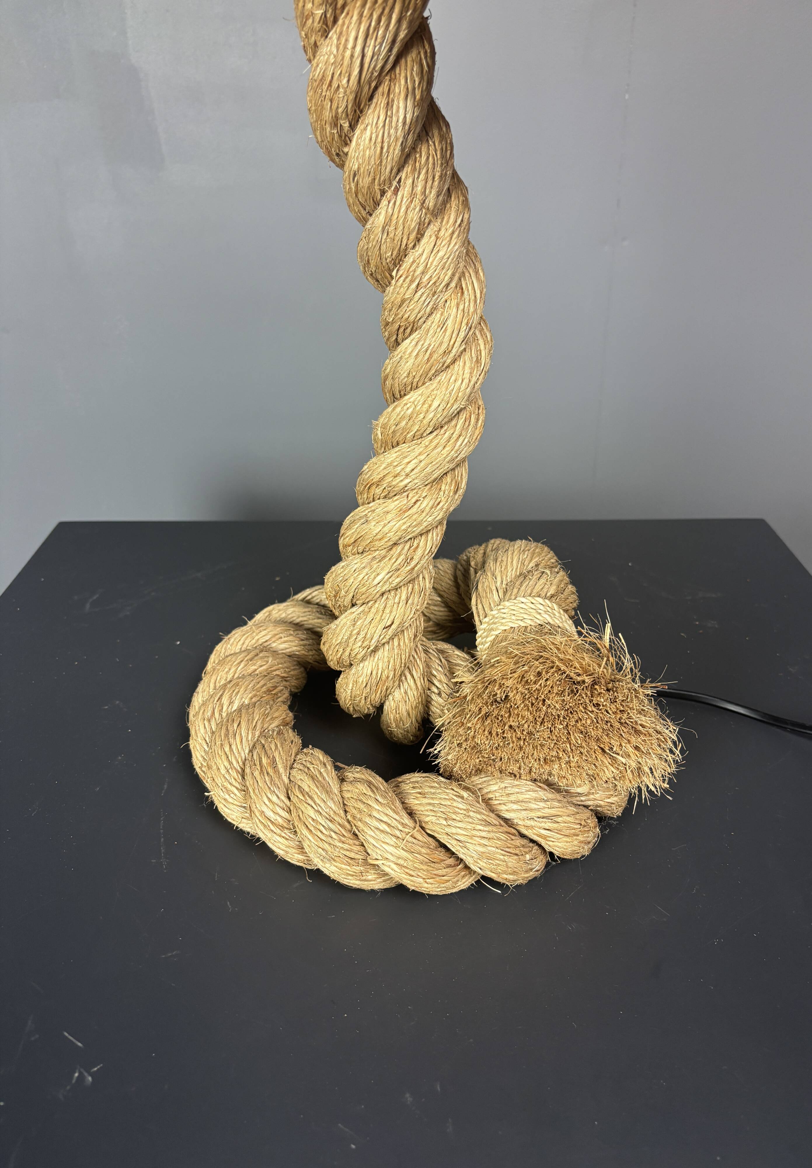 Mid-Century Brutalist Rope Table Lamp in the style of Audoux & Minet