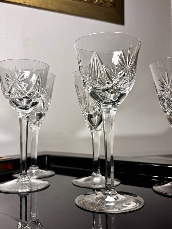 6 verres cristal probable production Saint Louis or VSL