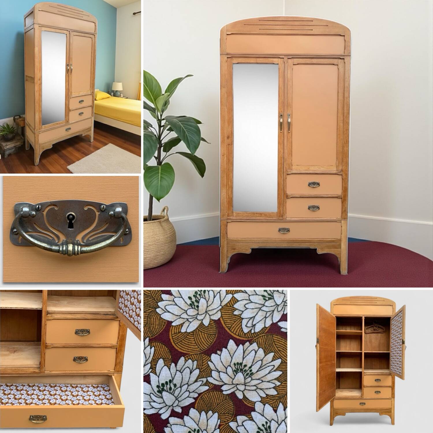 1920s Parisian Art Deco hotel wardrobe, removable