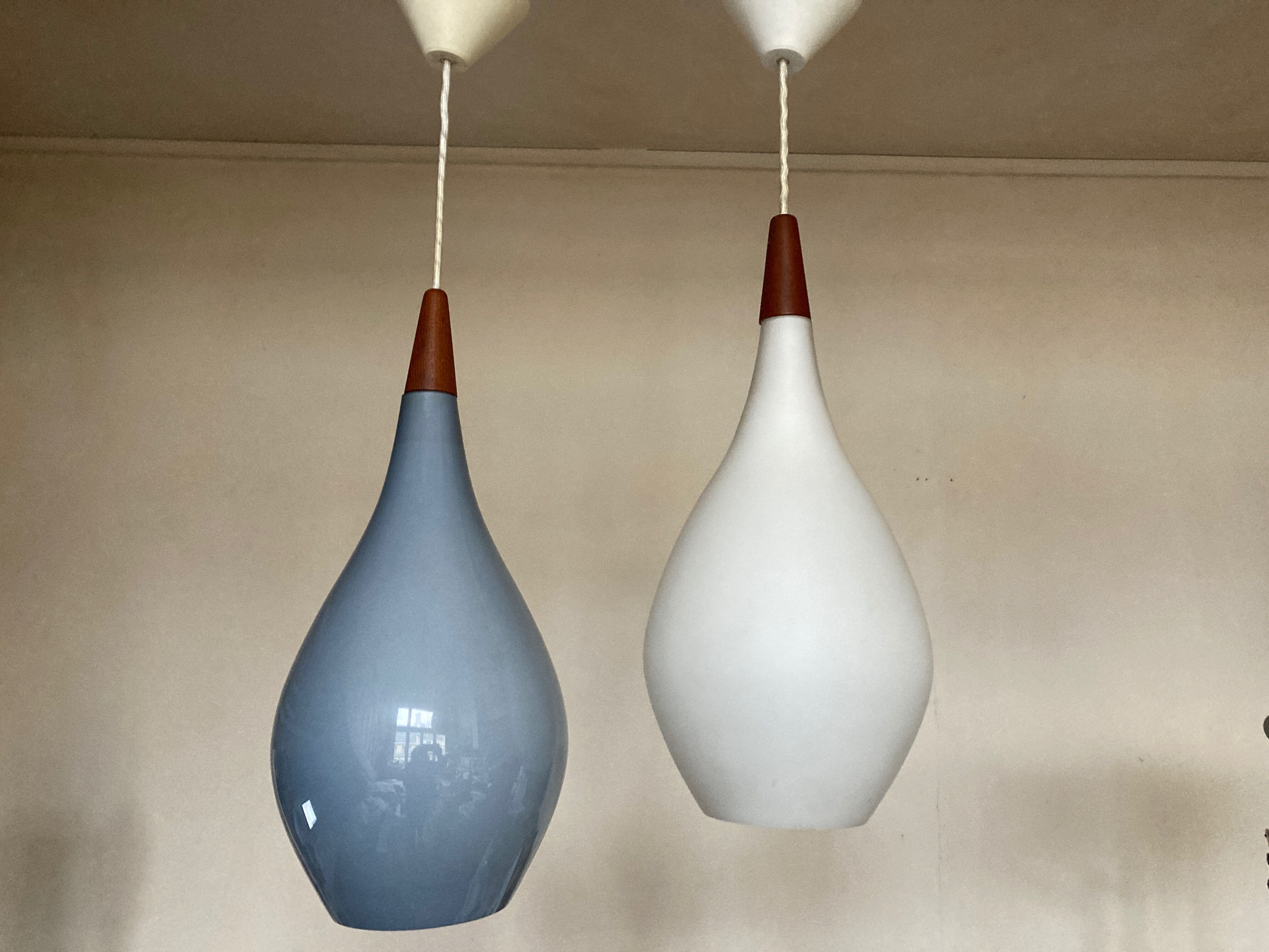 Pair of Tear Drop pendant lights by Holmgaard for Louis Poulsen Denmark 1960-1969