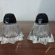 Salt shaker, pepper shaker, mustard pot, sugar bowl in crystal.