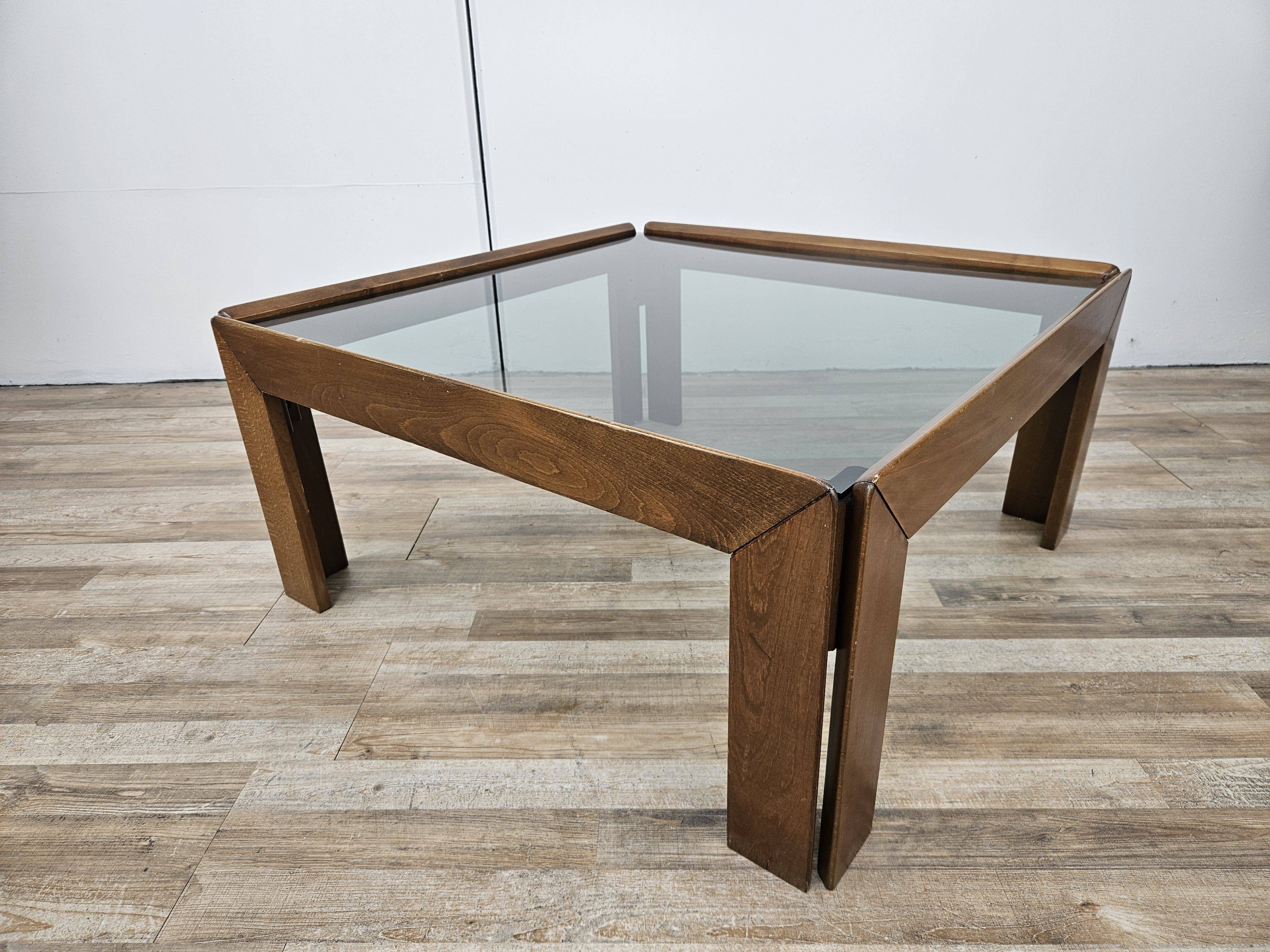 1960s coffee table by Afra and Tobia Scarpa for Cassina with smoked glass