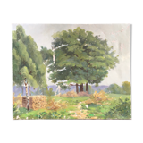 Old green trees table