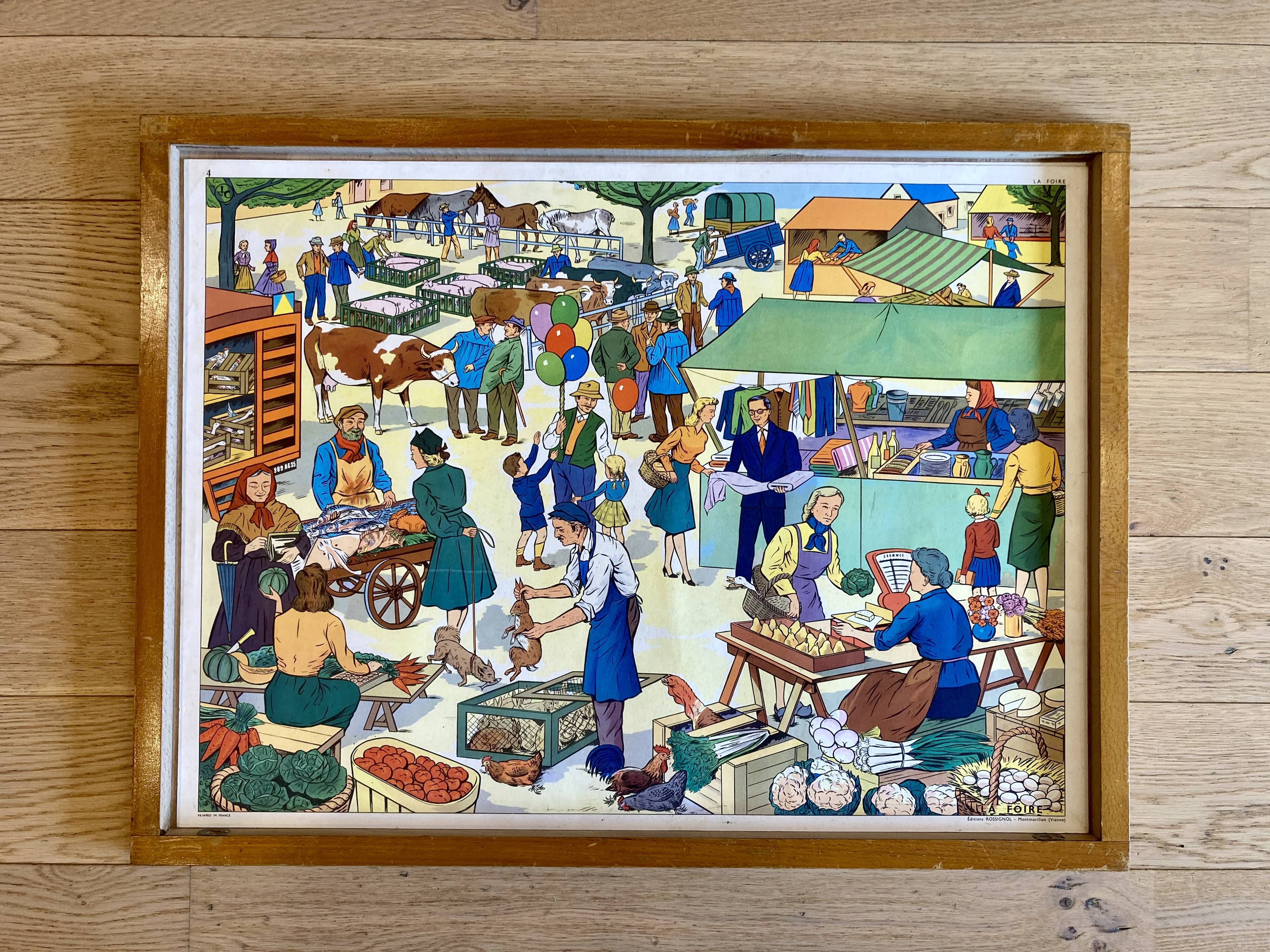 Educational poster elocution Rossignol vintage 60s - hunting and fair