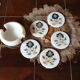Set of 5 marble and inlaid stone coasters - Artisanal