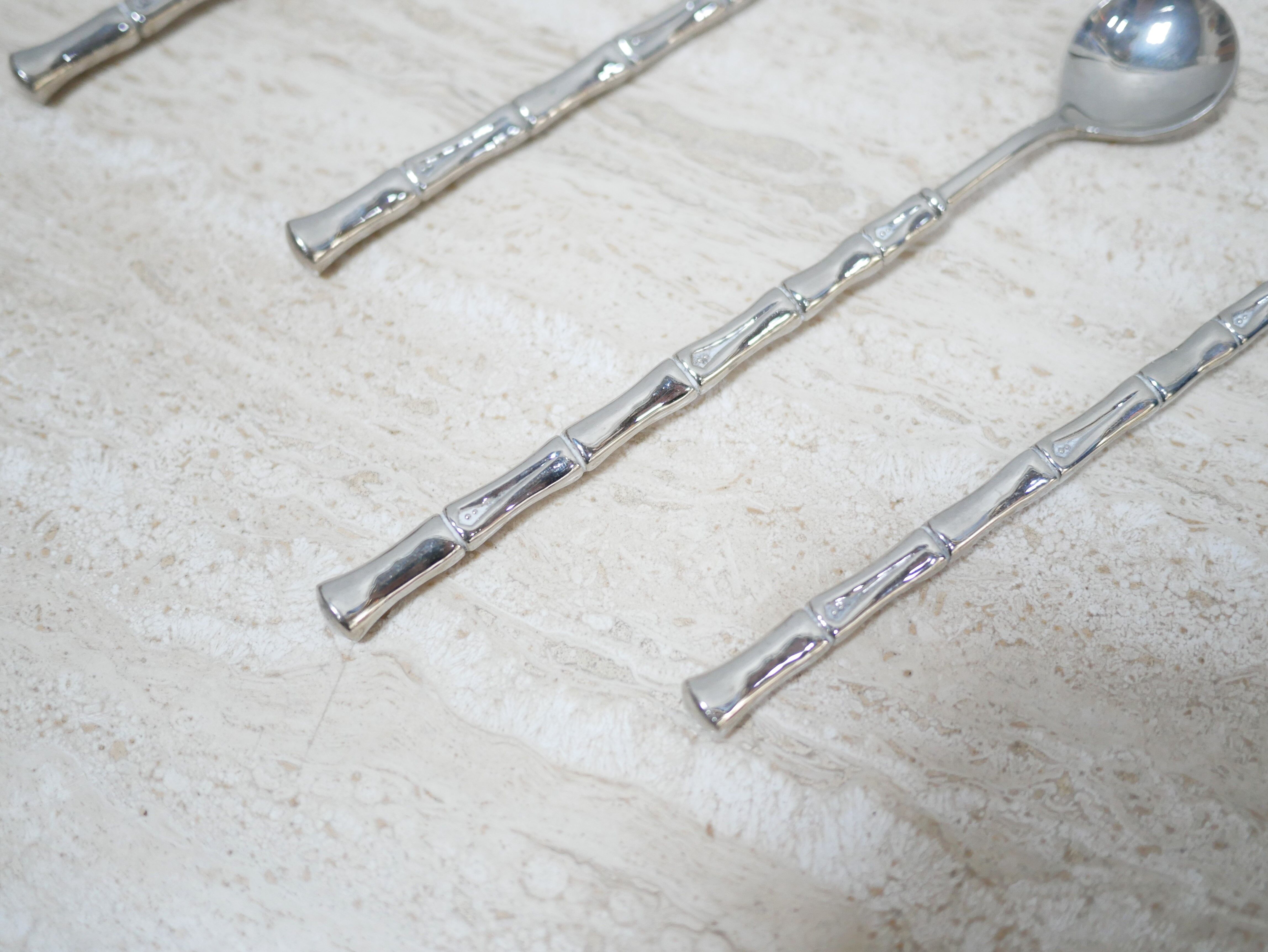 Series of 4 vintage silver metal mocha spoons