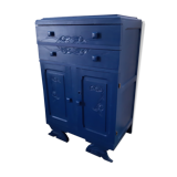 Commode des années 30 en bleu nuit et jaune