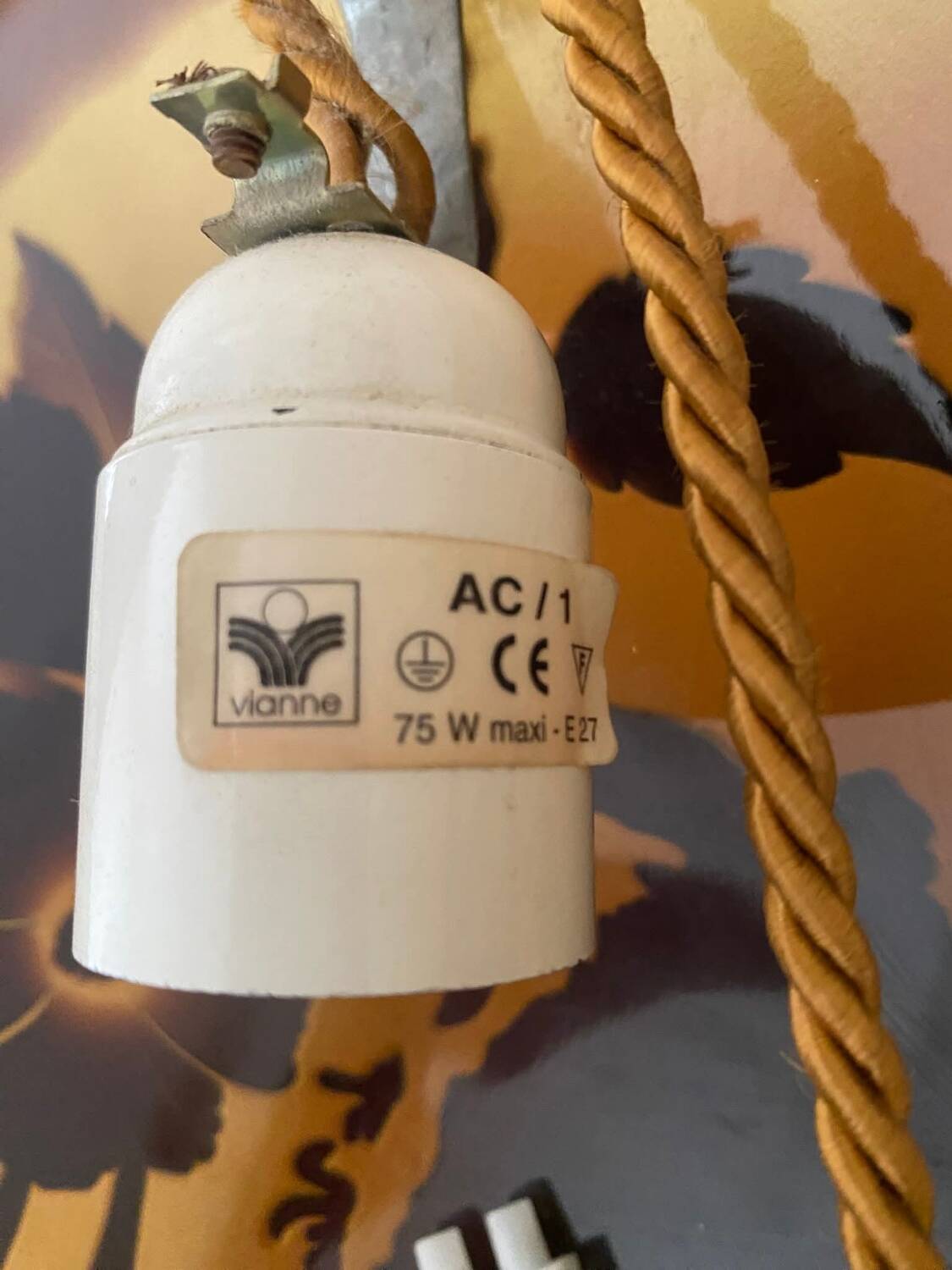 Art Nouveau 1-light basin pendant light signed by Vianne in glass paste