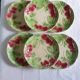 Six slip plates with strawberry decoration