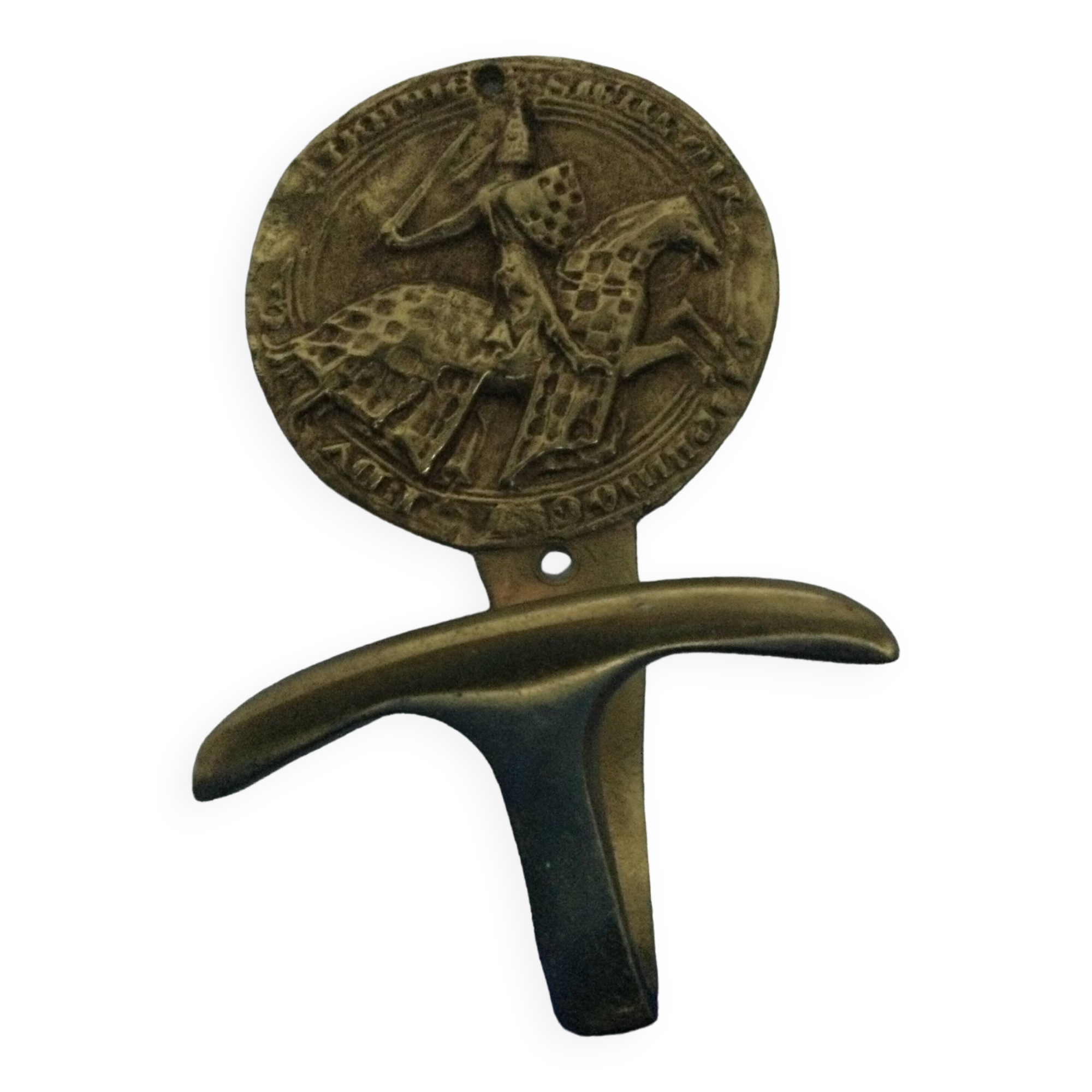 Gilded bronze wall hook numbered rider in armor