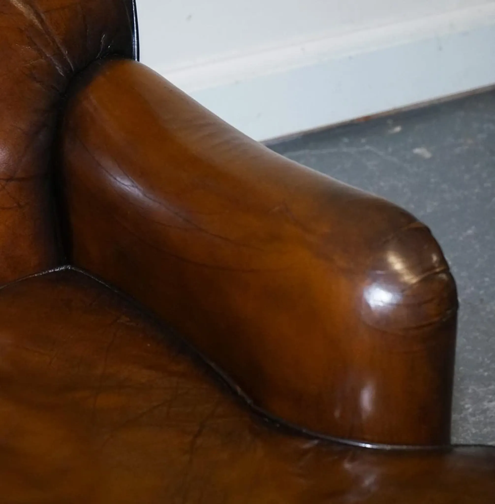 Set of Hand-Dyed Leather Cigar Chairs