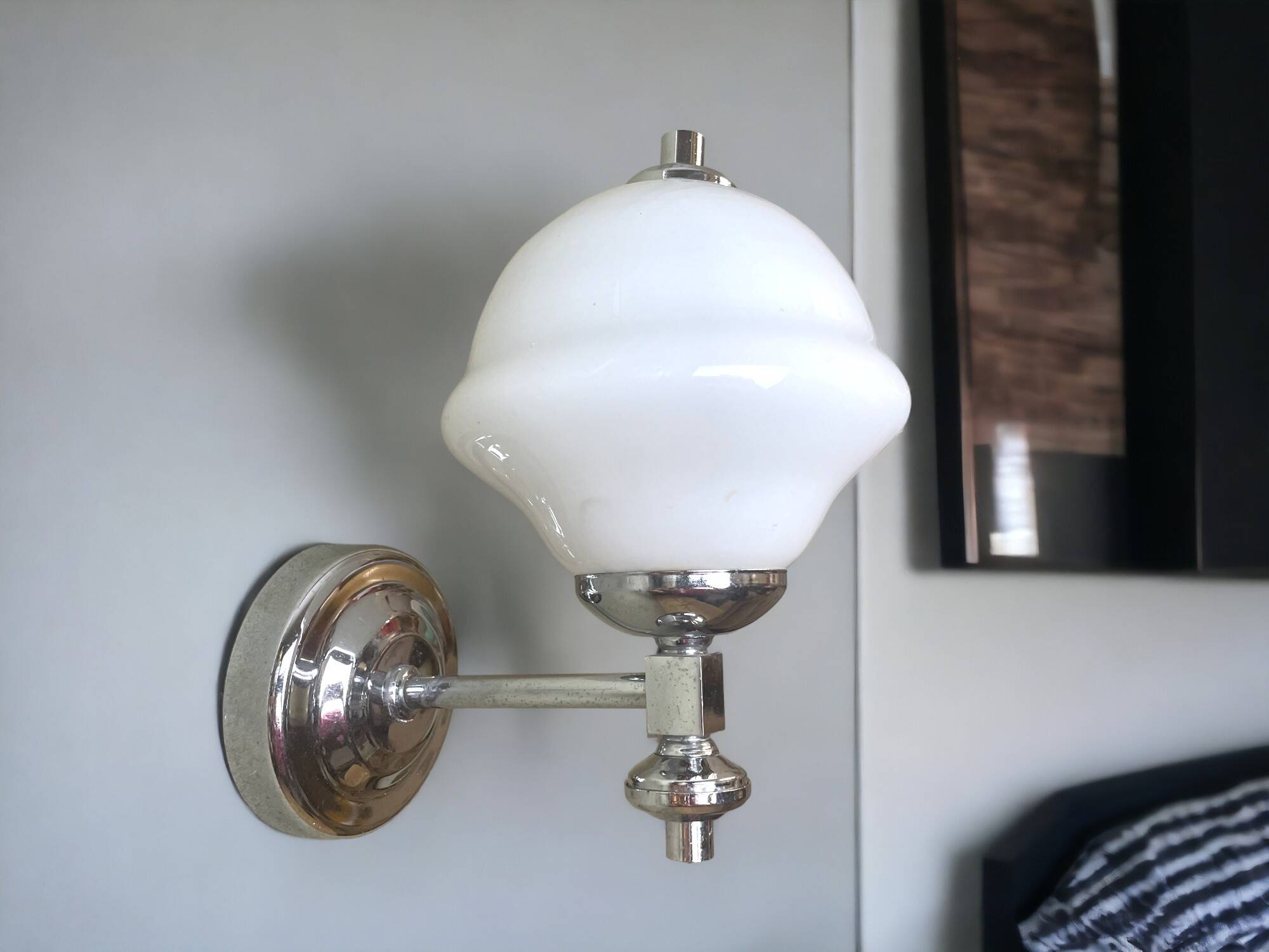 Minimalist white glass wall sconce lamp