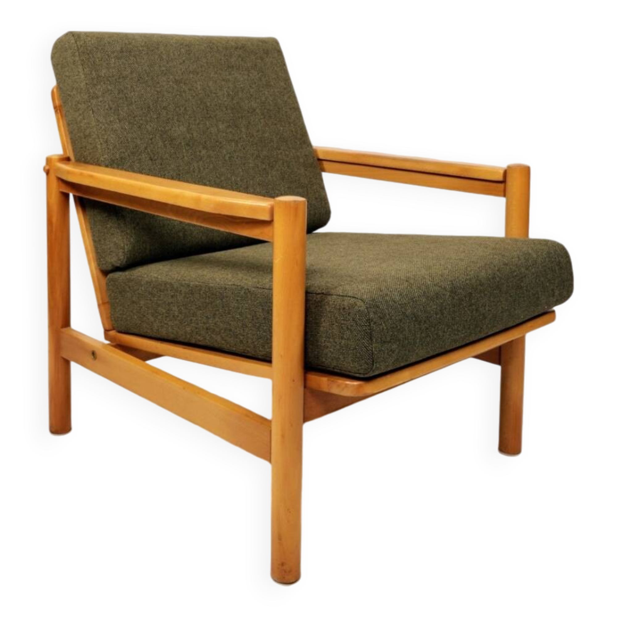 Scandinavian armchair green olive mid century modern design 1960