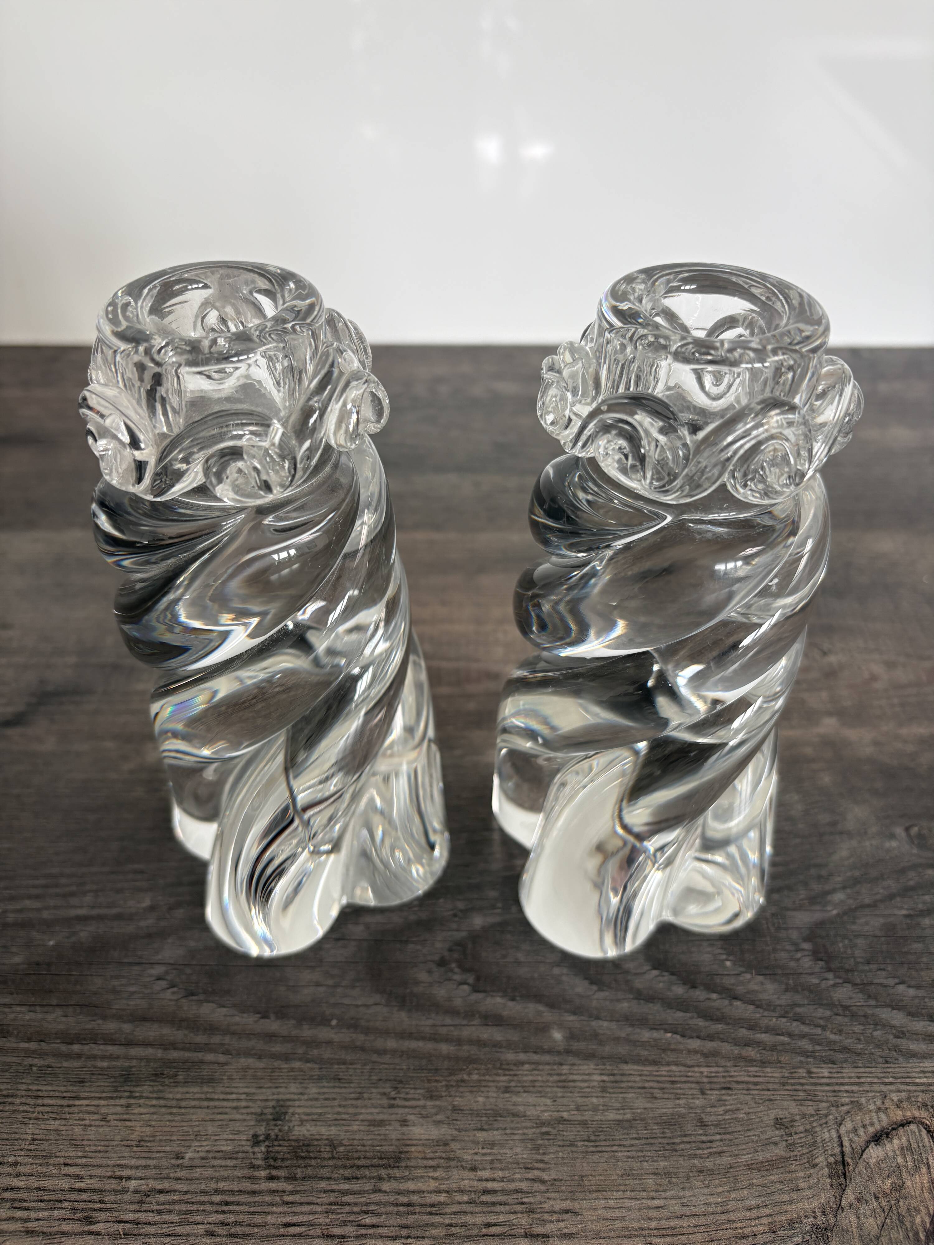 Pair of signed Baccarat Aladin candlesticks