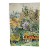 The vegetable garden, oil on canvas signed Lohezic 1974