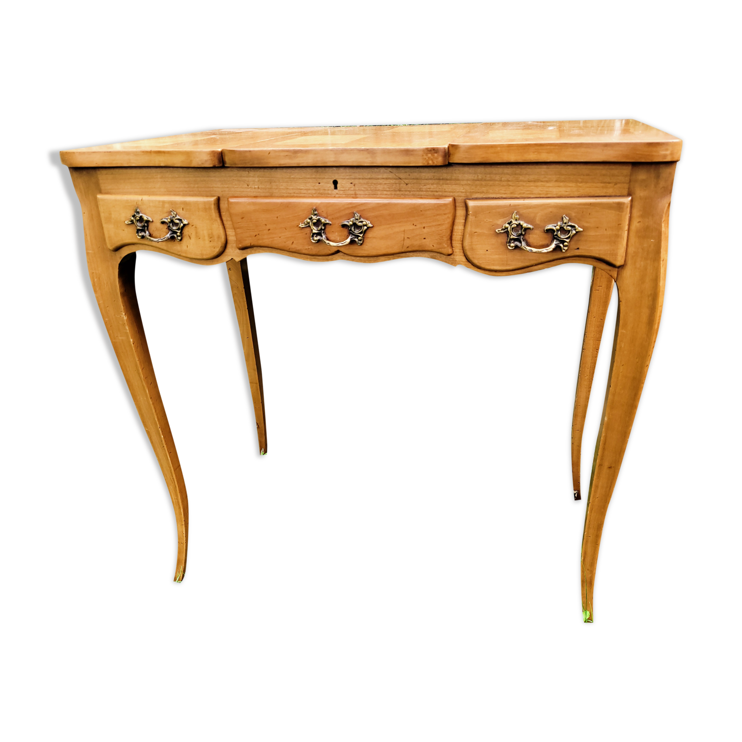 Coiffeuse de style Louis XV en bois de plaquage et marquetterie