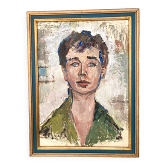 Tableau - portrait de jeune femme aux yeux bleus