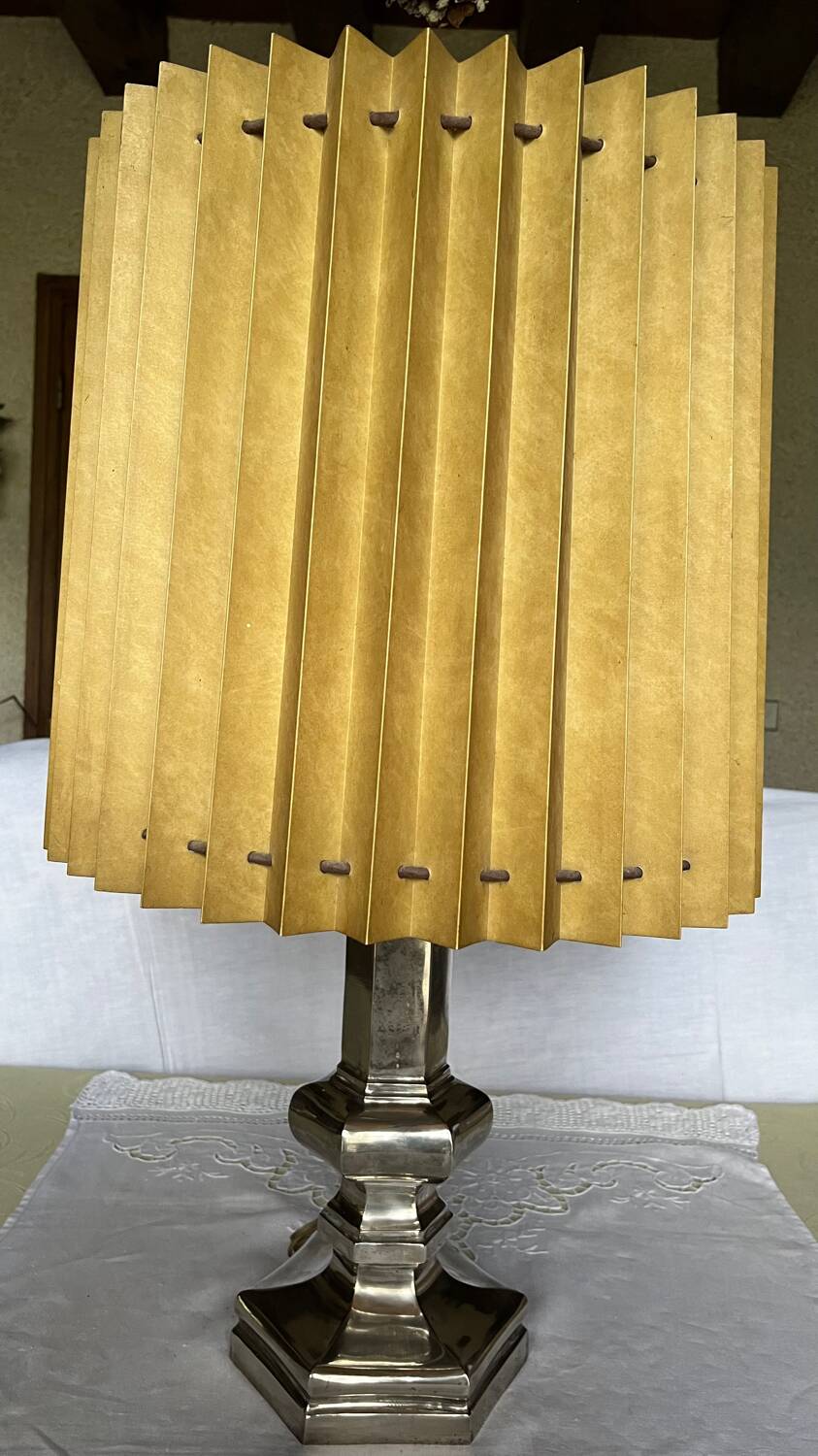 Vintage brushed stainless steel table lamp