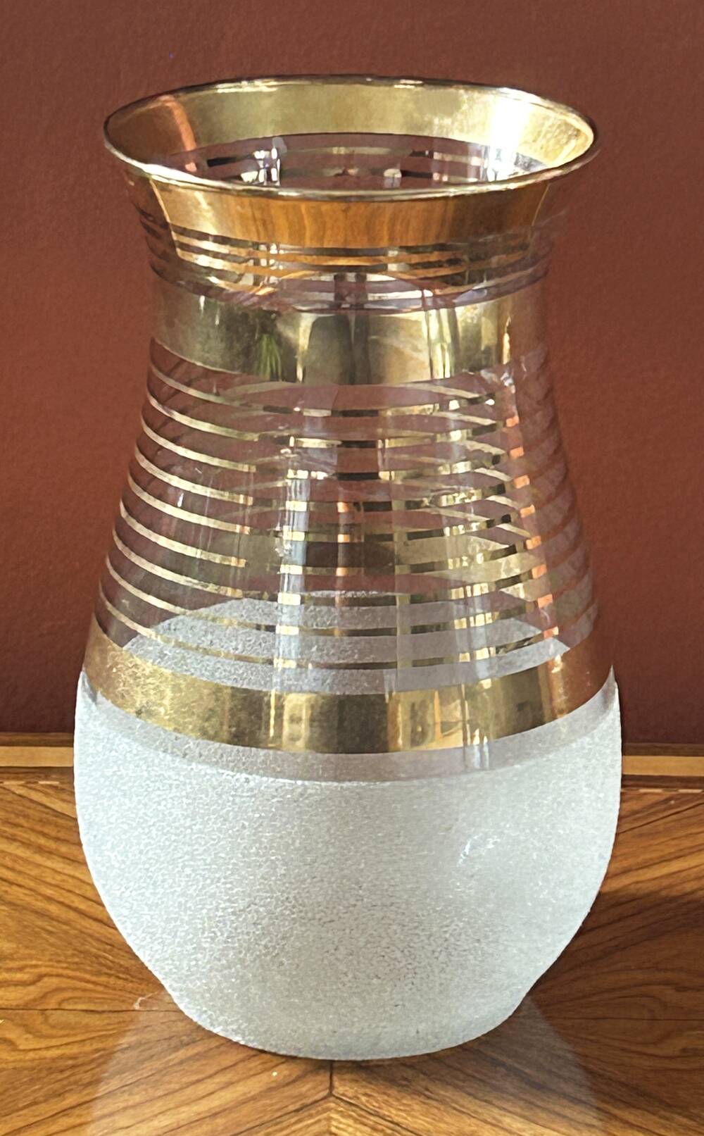 Gilded glass vase signed Fains – France, circa 1950