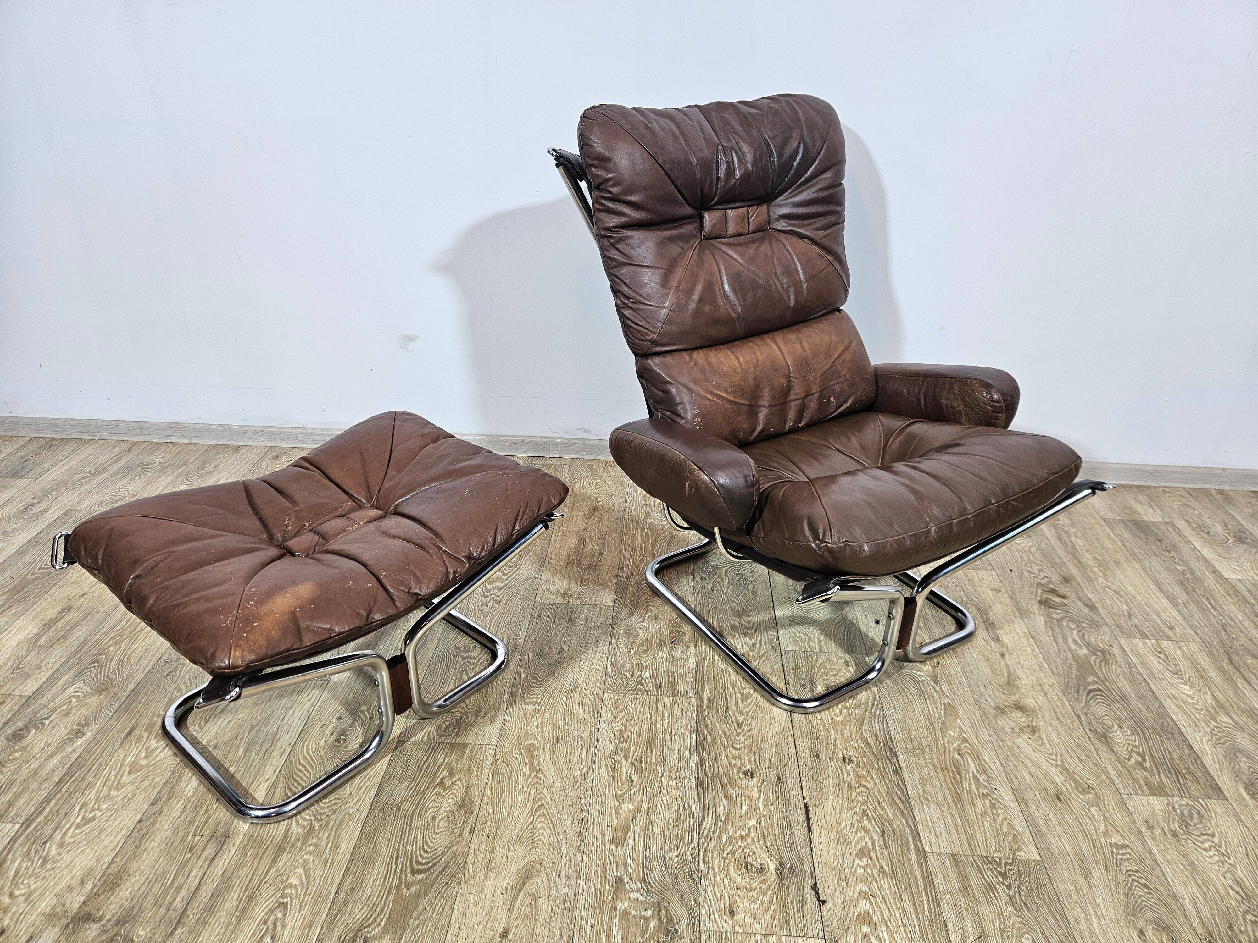 Armchair with footstool, Westnofa, "Wing Chair and foot stool", designed by