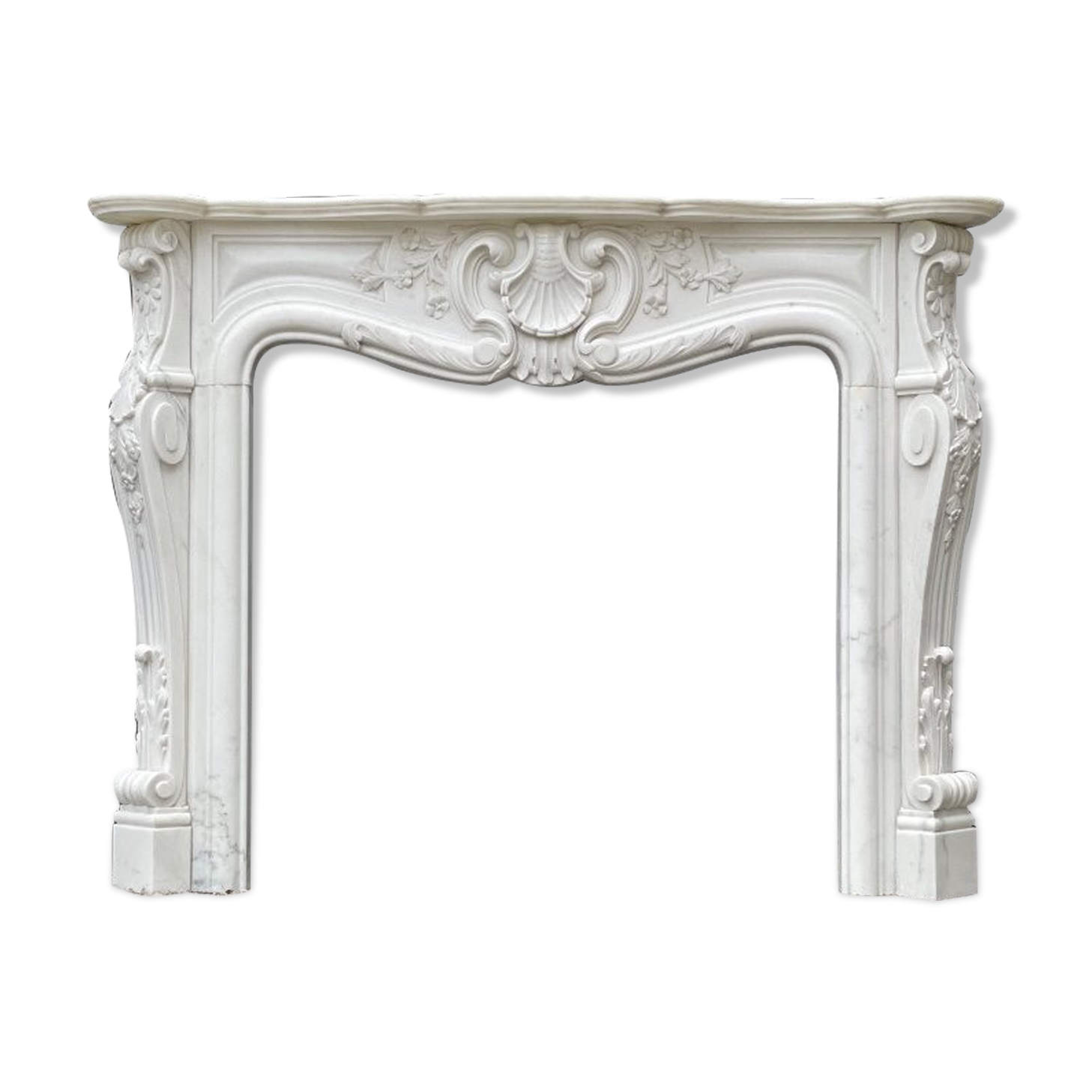 Louis XV style fireplace in Carrara marble circa 1980