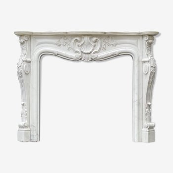 Louis XV style fireplace in Carrara marble circa 1980