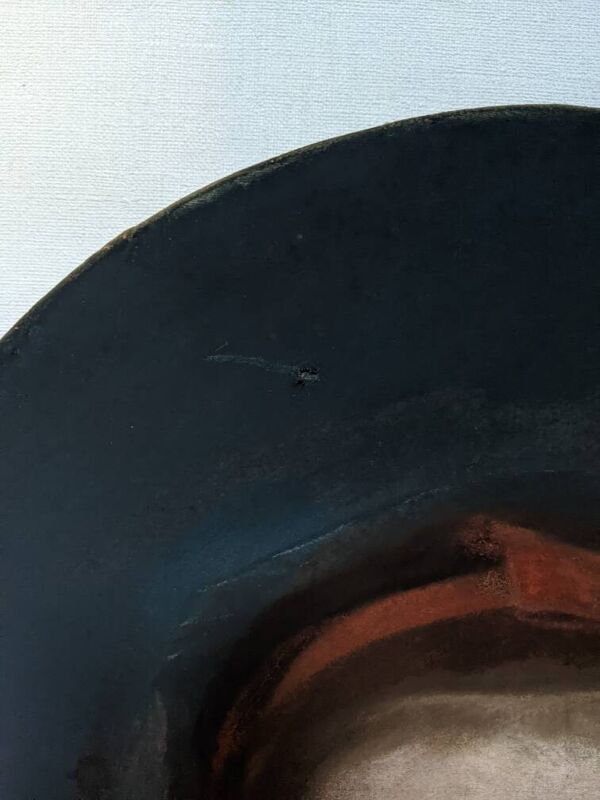 Pastel antique portrait jeune fille tableau ovale décoration campagne XIX