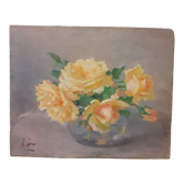 Tableau ancien vase de roses