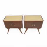 Pair of Mid-Century Modern Italian Walnut and Thuja Root Nightstands, 1950s