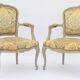 Pair of Louis XV style convertible armchairs