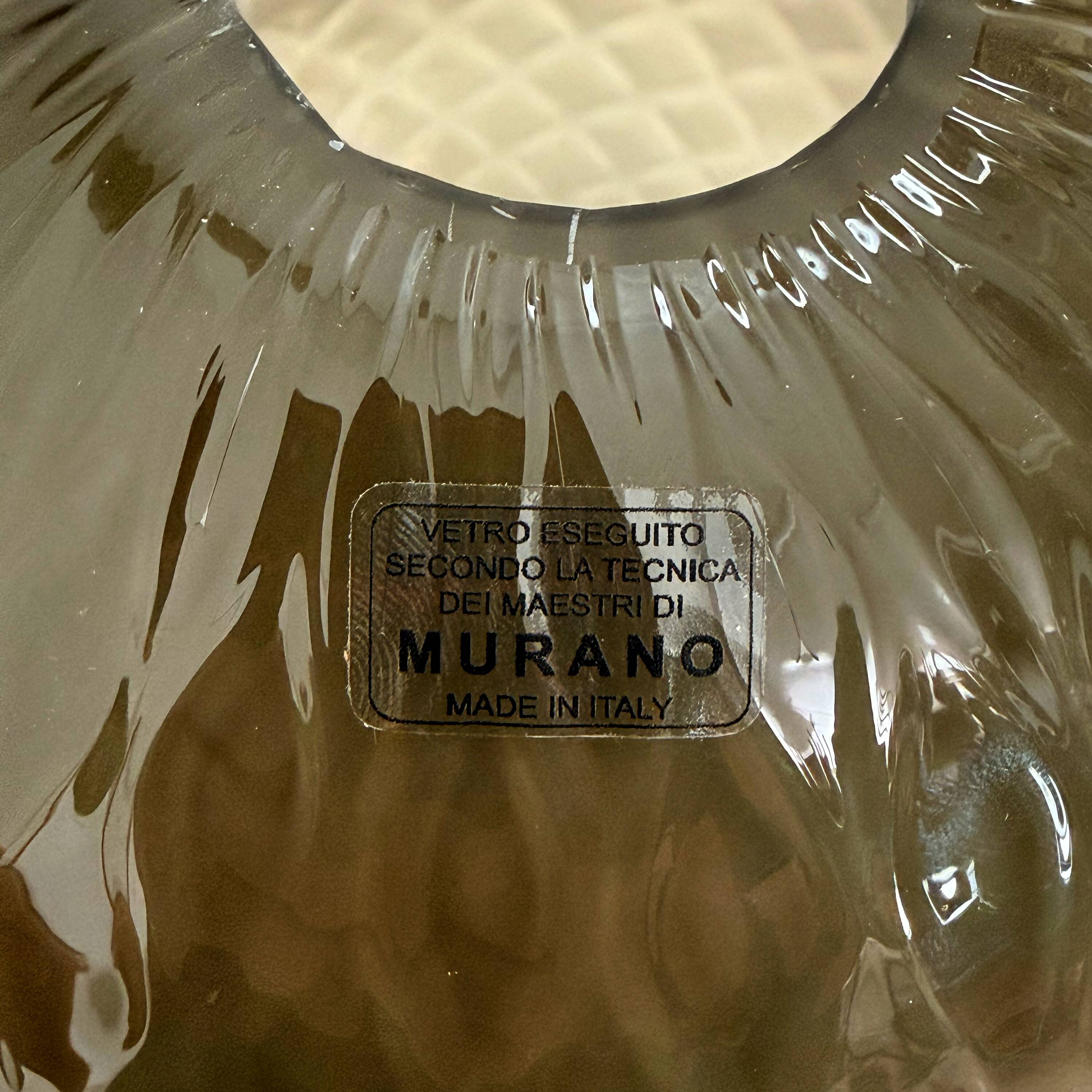 “Galaxy” Chandelier in Brass and Fumé Murano Glass