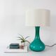 Vintage 1960s Portuguese Turquoise Opaline Glass Table Lamp