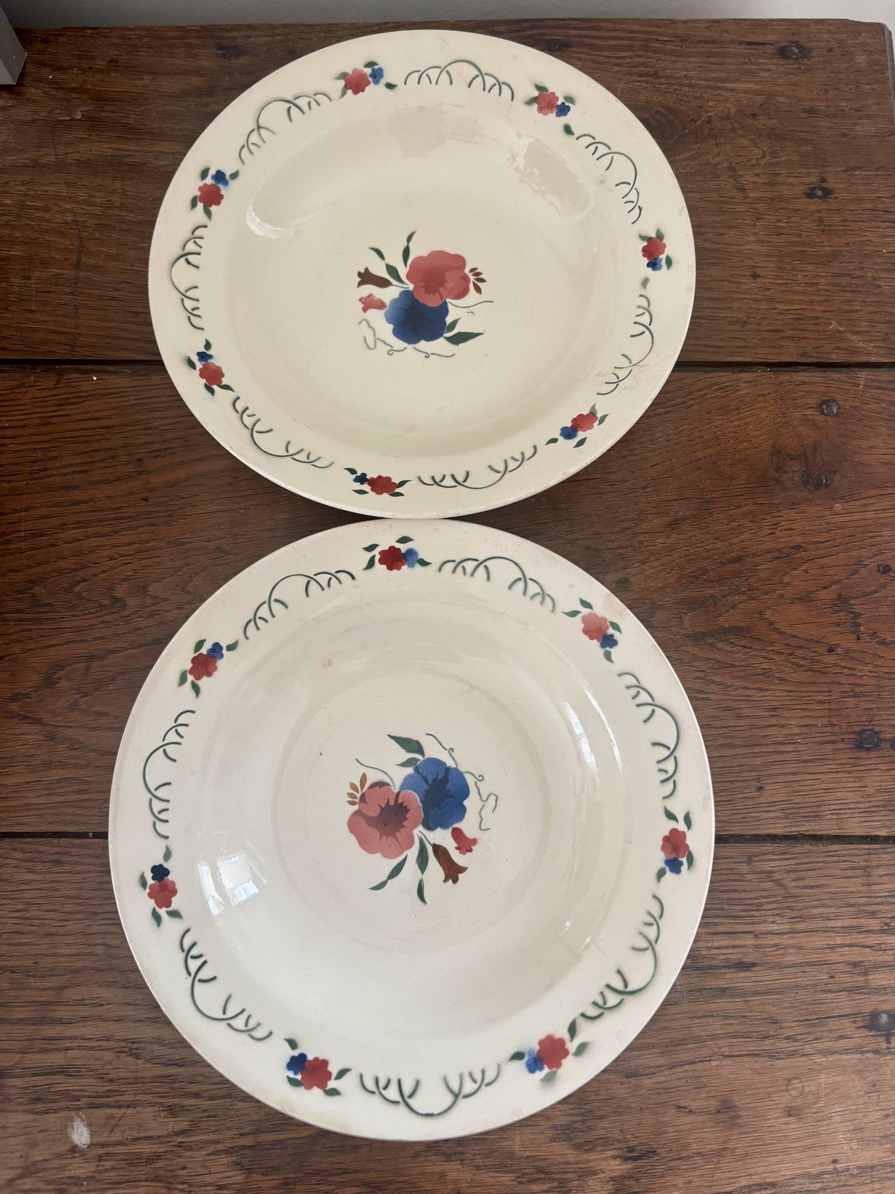 Set of two antique deep plates HBCM Montereau Villefranche.