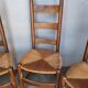 4 modernist chairs design wood and straw era 1960/70