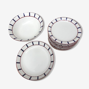 Salad bowl and dessert plates in Basque Country earthenware