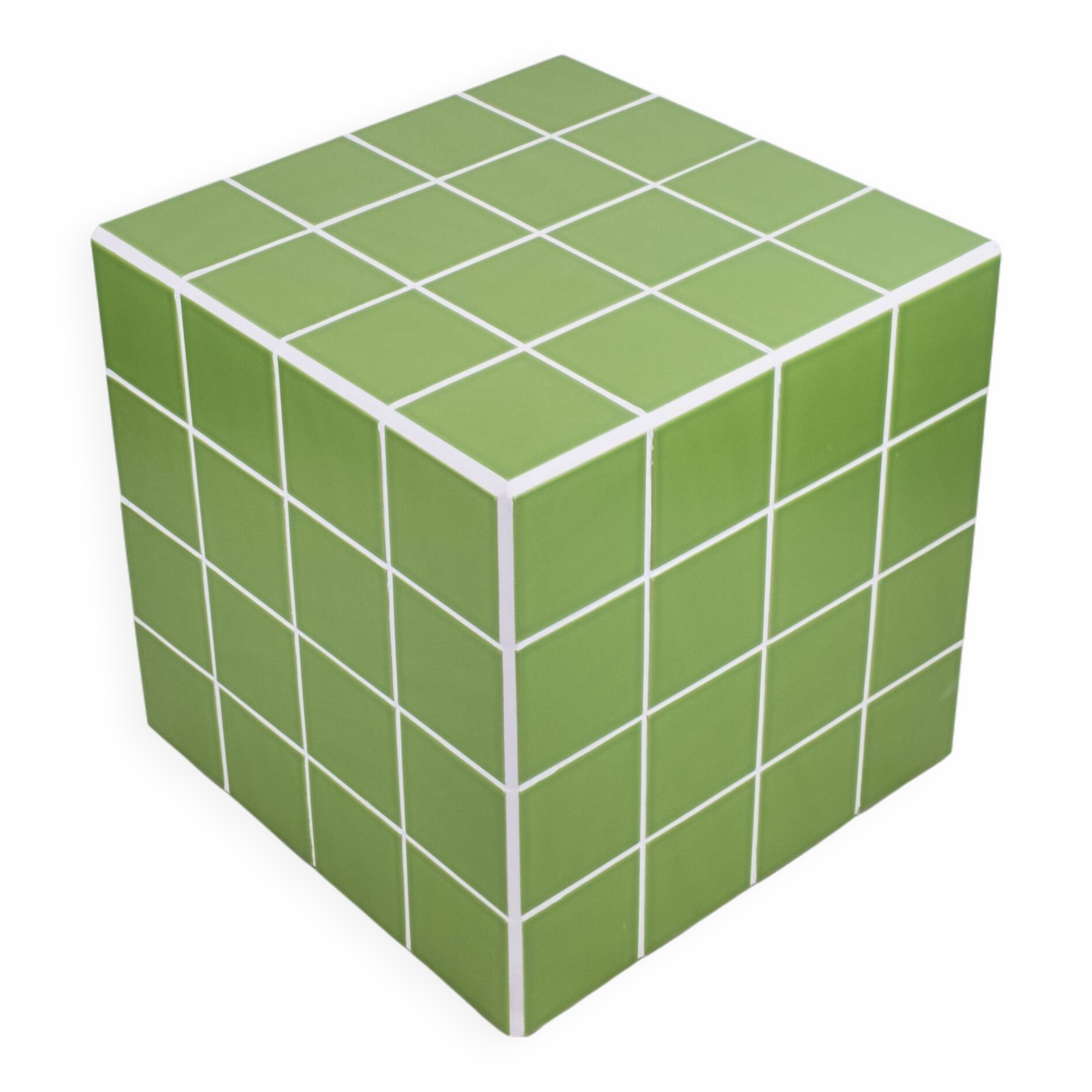 Cube-Side table-Bedside table-Tile-Ceramic-Green-Glossy