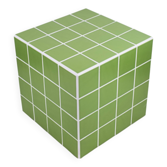 Cube-Side table-Bedside table-Tile-Ceramic-Green-Glossy