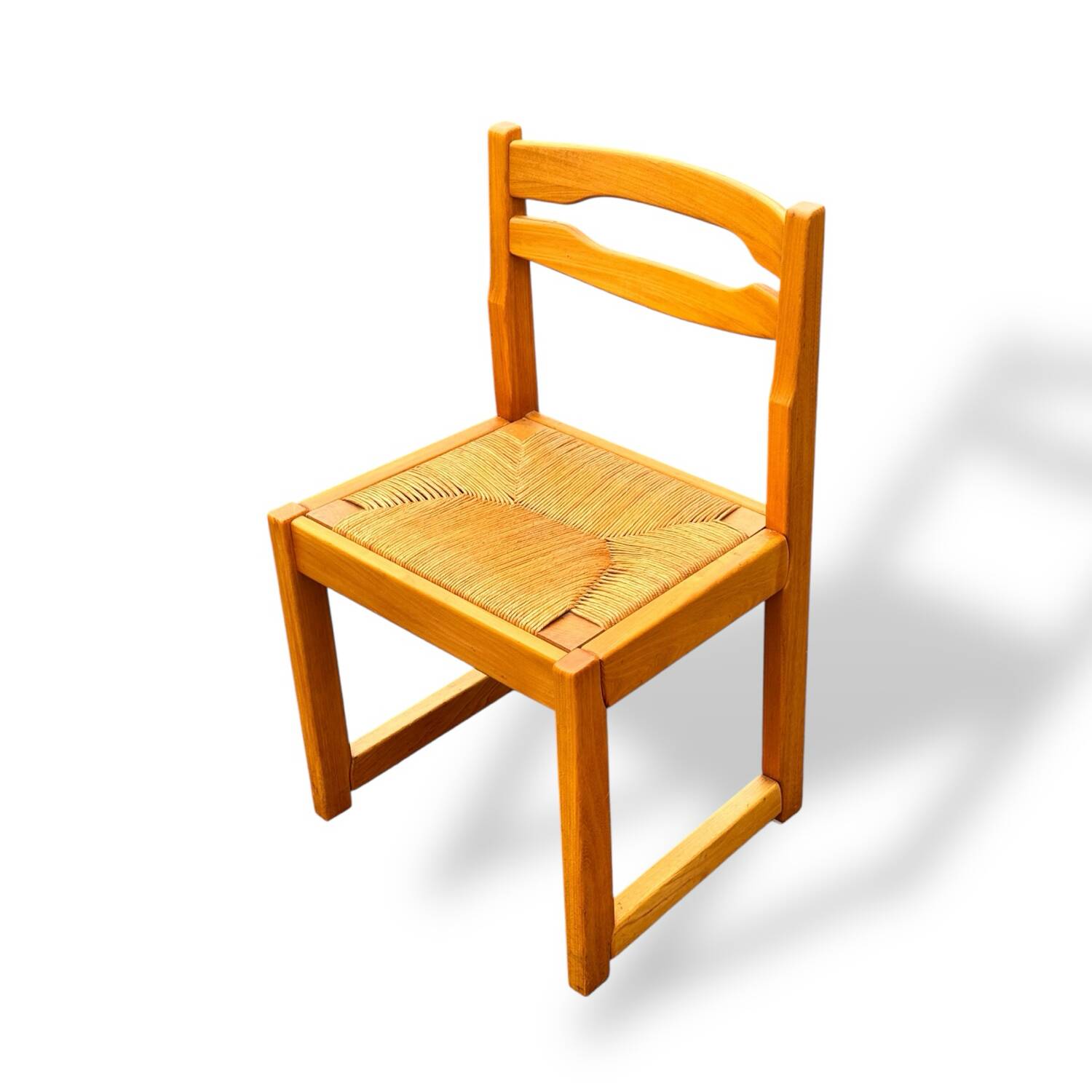 Set of 4 sleigh chairs in elm and straw Maison Regain