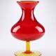Vintage blown glass vase with "controlled" bubbles in red and yellow, 1960s-1970s.