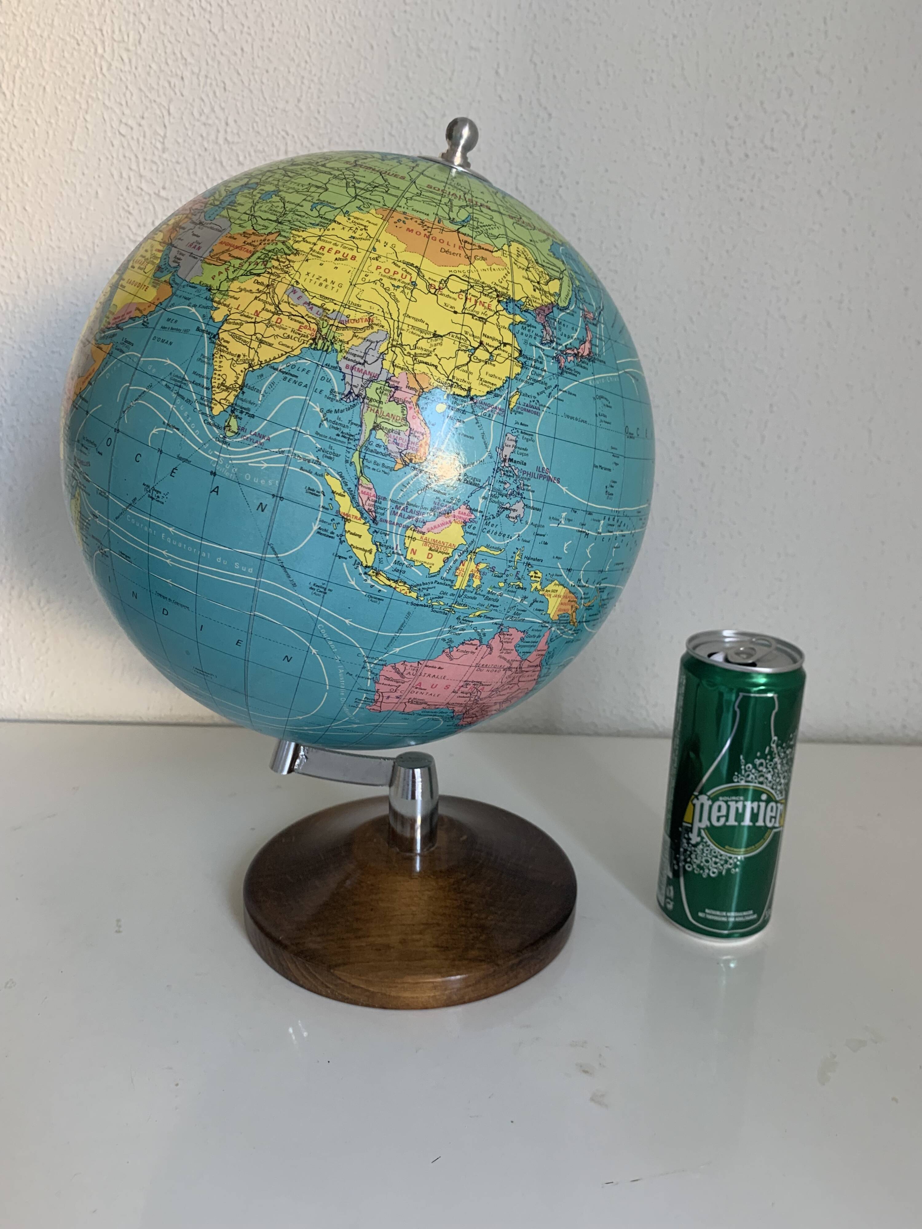Vintage 1985 terrestrial globe Taride wood - 37 cm